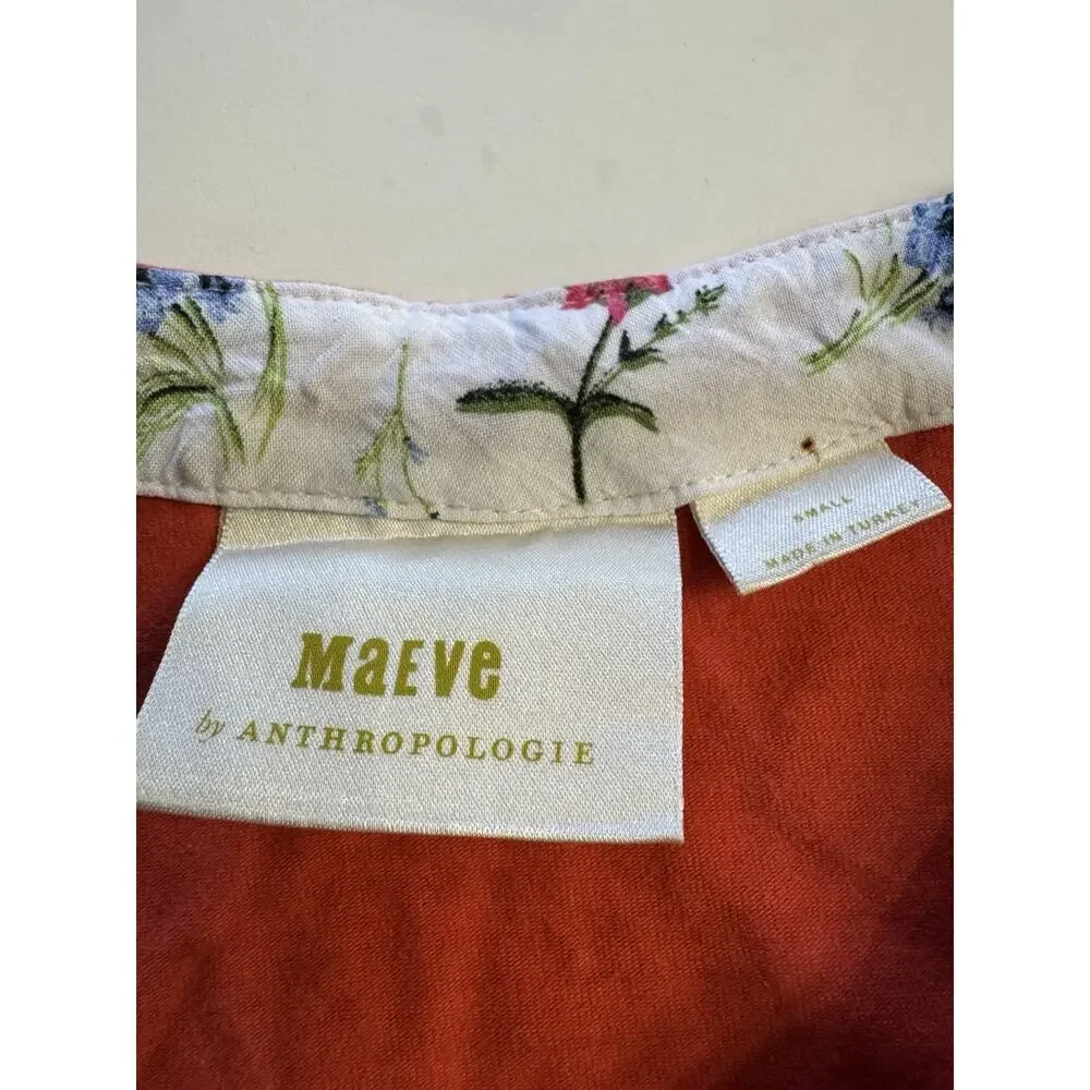 Anthropologie Maeve Womens Red White Striped Button Details Shirt Blouse Sz S - Picture 4 of 8